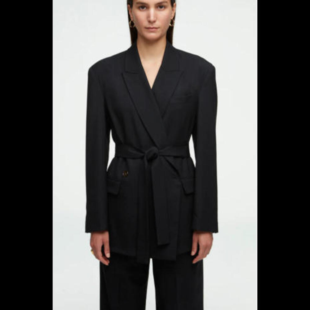 Black Belted Women's Blazer Jacket